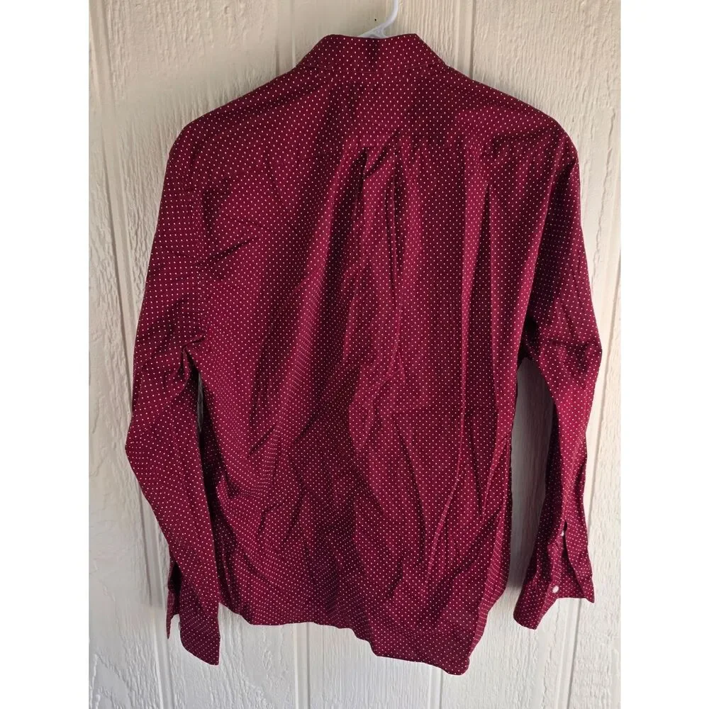 J. Crew Men's Maroon Dot Button-Down Shirt, Size Large